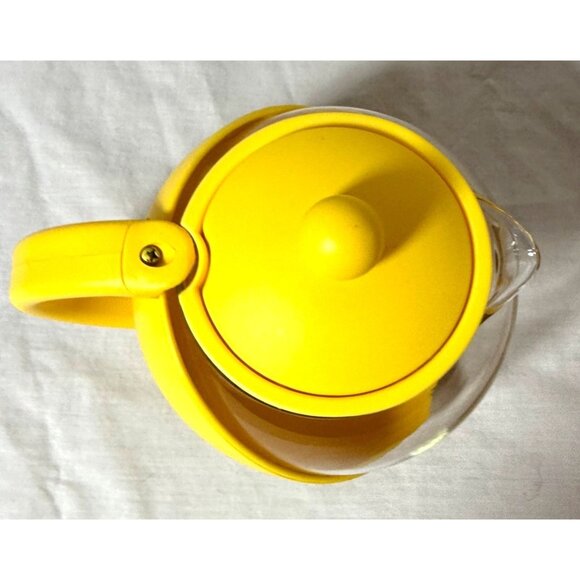 Yellow Glass Teapot With Stainless Steel Infuser & Lid 20 Oz  Modern Round Desig - Picture 4 of 6
